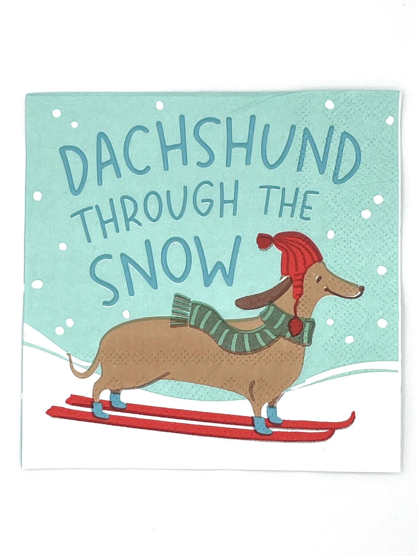 Dachshund Through The Snow, Funny Christmas Cocktail Napkins