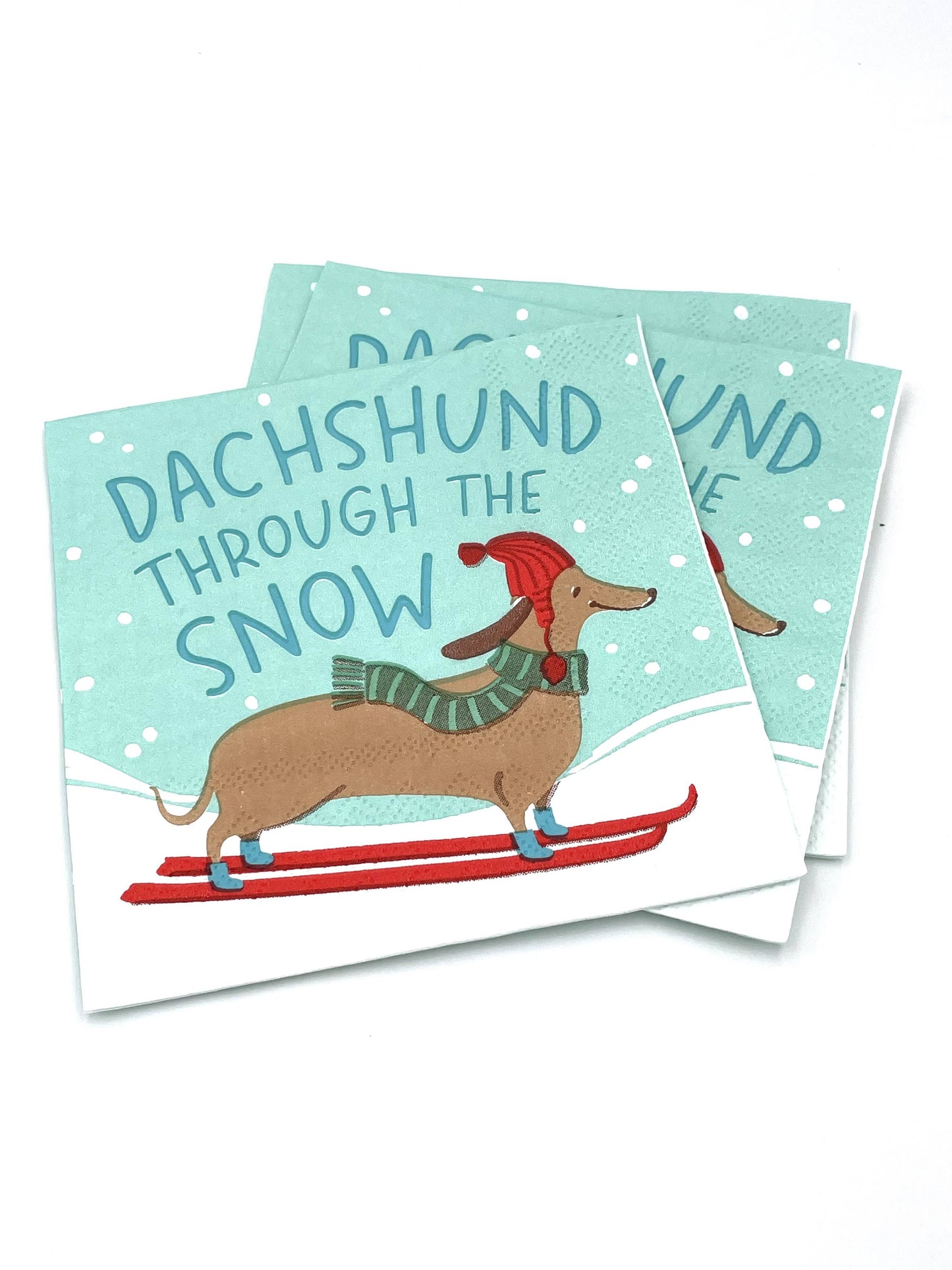 Dachshund Through The Snow, Funny Christmas Cocktail Napkins