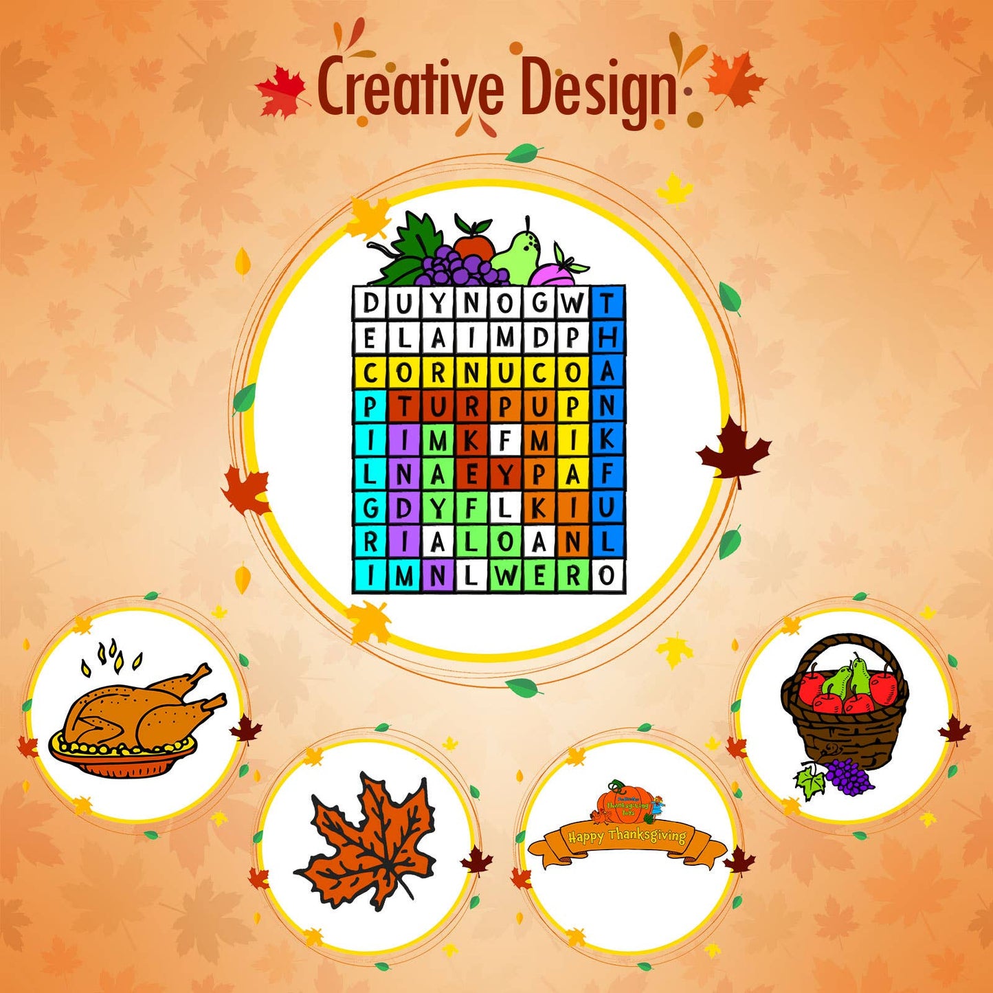 Thanksgiving Coloring Paper Tablecloth