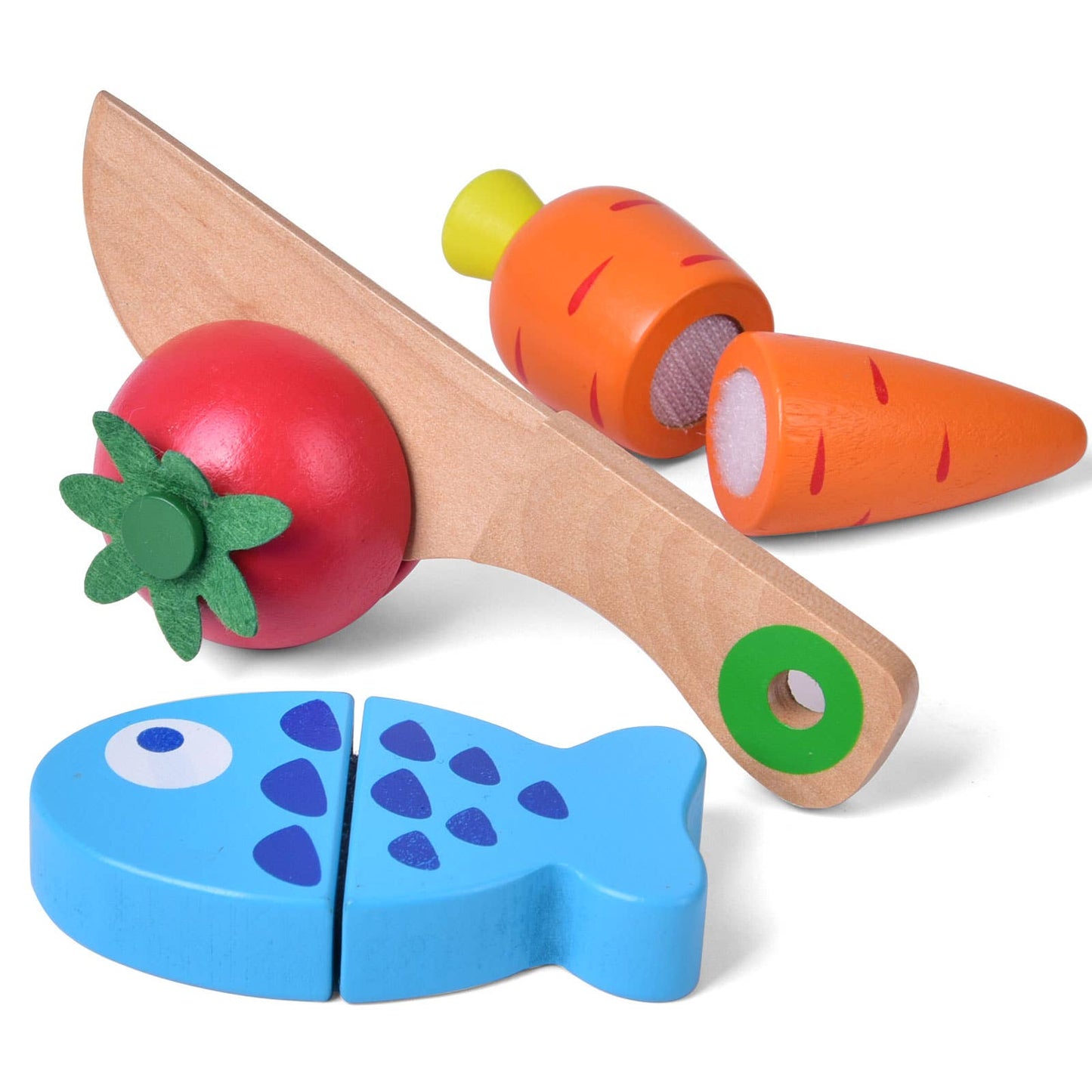 Wooden Pretend Cutting Play Food Set for Kids
