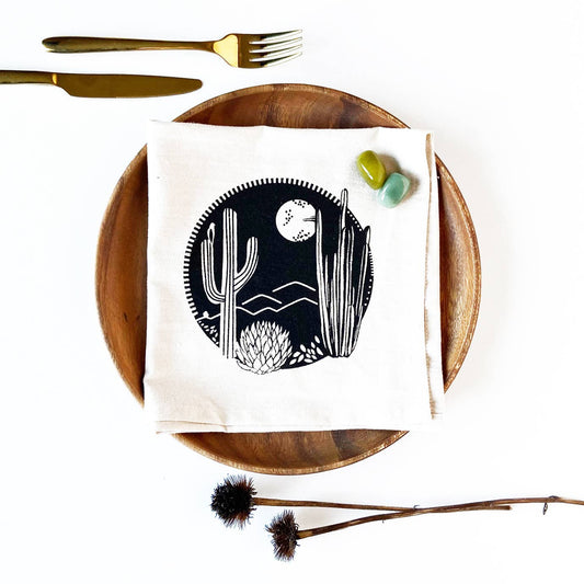 Black Cactus Crest Organic Cotton Napkins - Set of 4