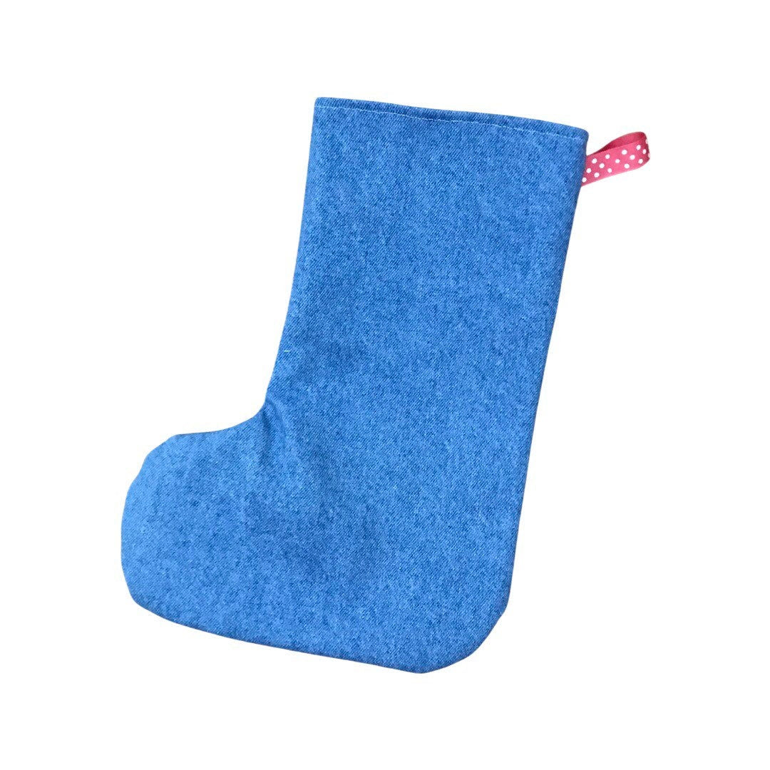Holiday Stocking, Denim and Lace Boho Stocking
