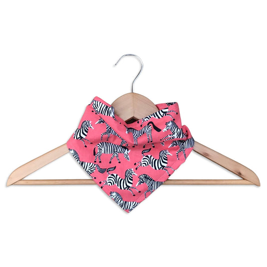 Coral Zebra Print Bandana Bib for Baby