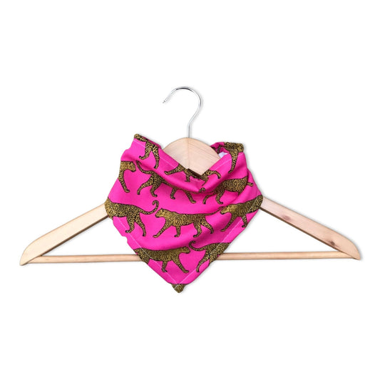Pink Jungle Cat Print Bandana Bib for Baby