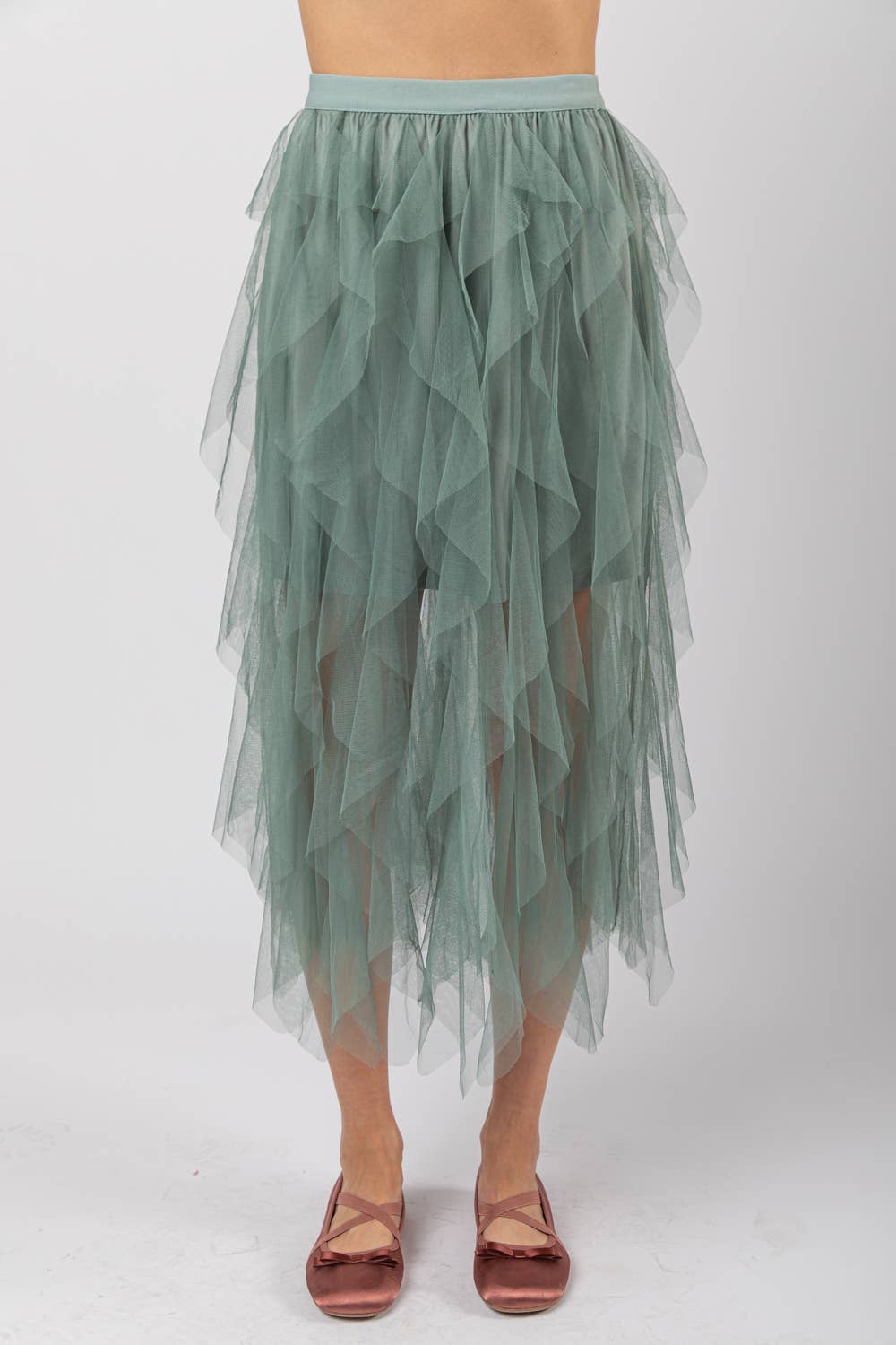 Sage Tulle Waterfall Holiday Skirt