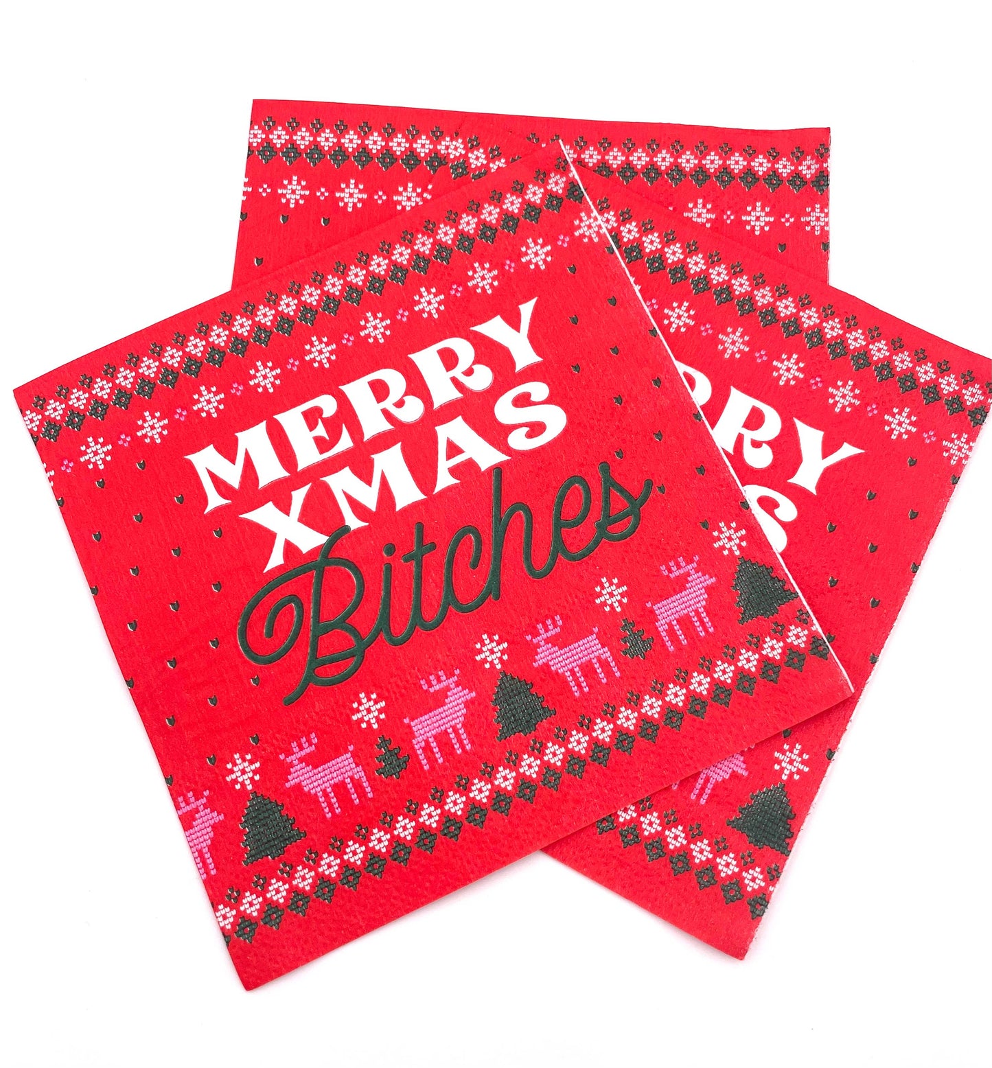 Funny Christmas Cocktail Napkins | Merry Xmas B*tches - 20ct