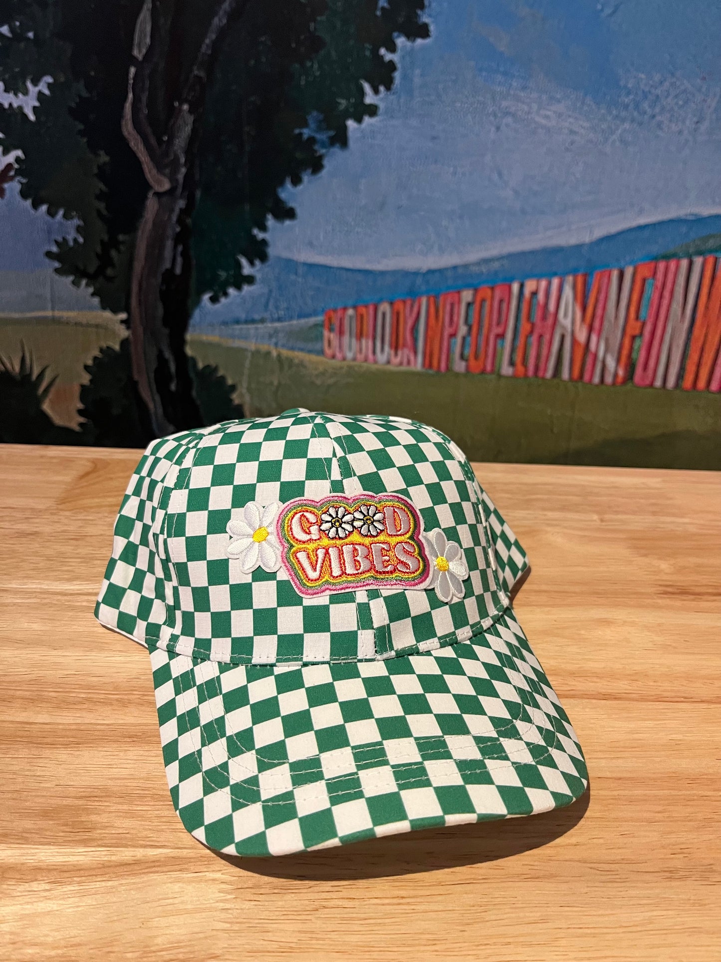 Good Vibes Checked Cap