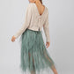 Sage Tulle Waterfall Holiday Skirt