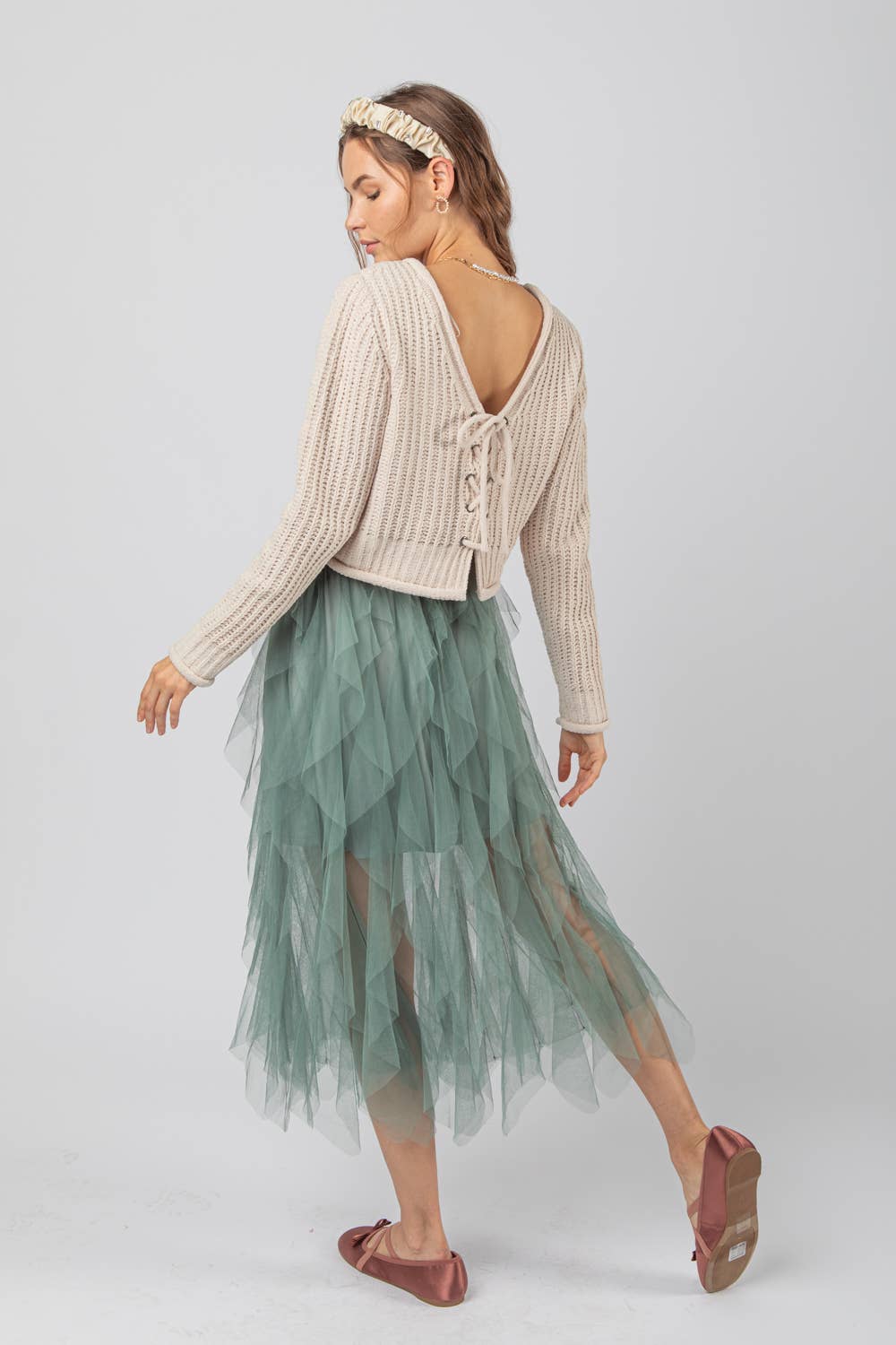 Sage Tulle Waterfall Holiday Skirt