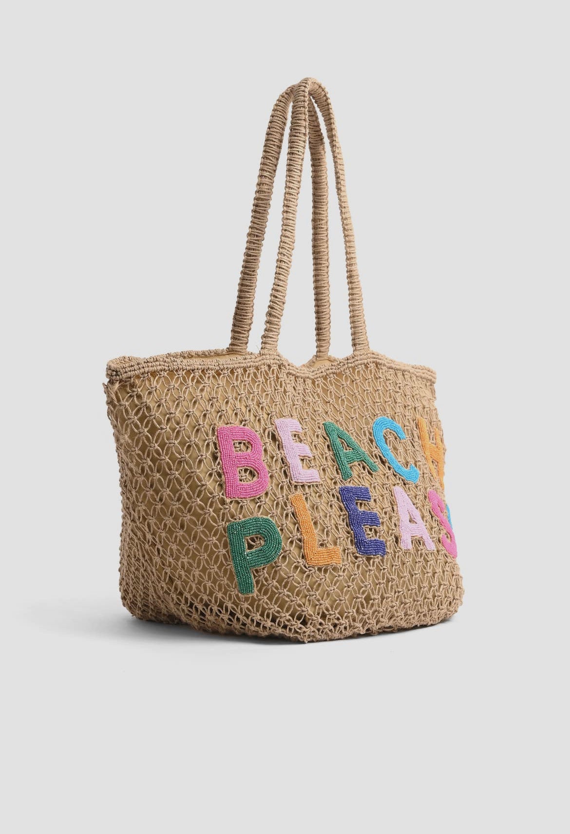 Beach Please Macrame Beaded Jute Tote