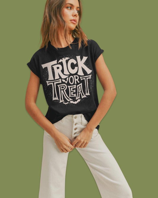 Trick or Treat Halloween Roll up sleeve Tee