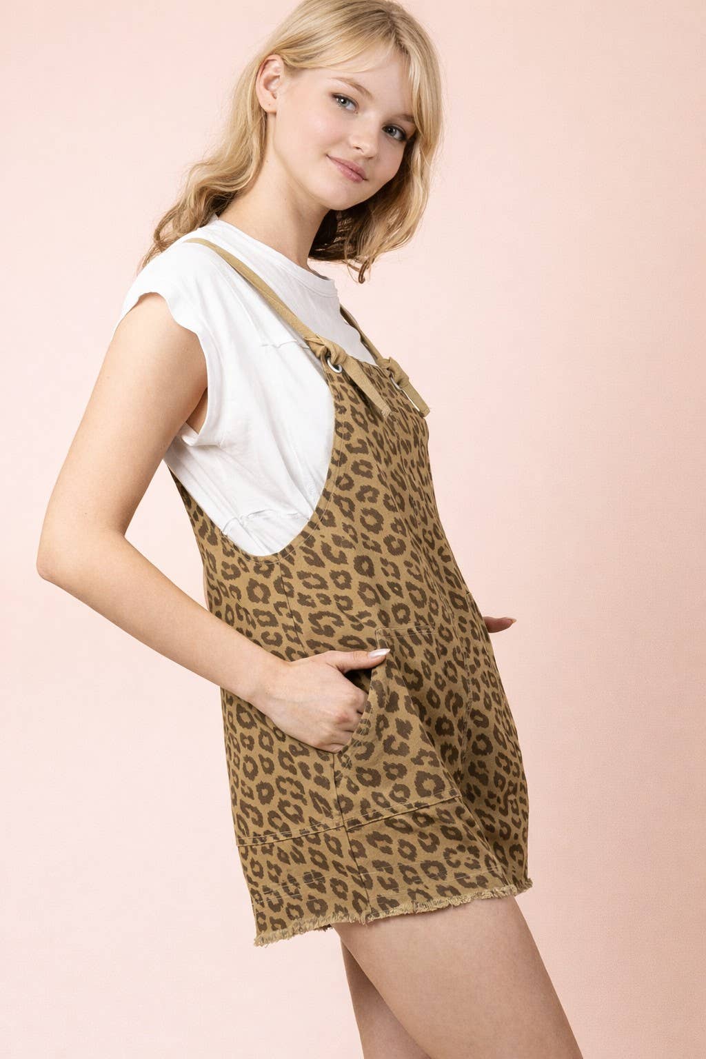 Leopard Print Overall Romper