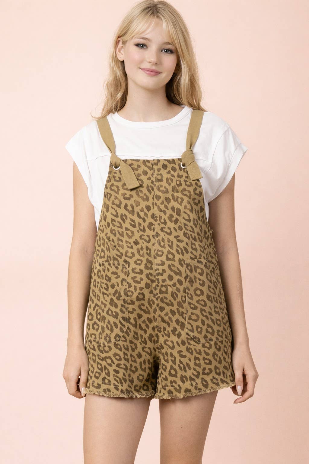 Leopard Print Overall Romper