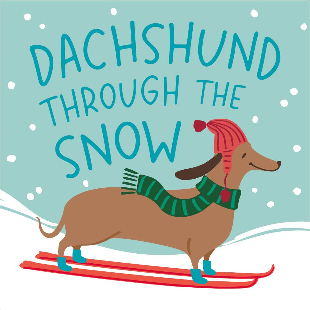 Dachshund Through The Snow, Funny Christmas Cocktail Napkins