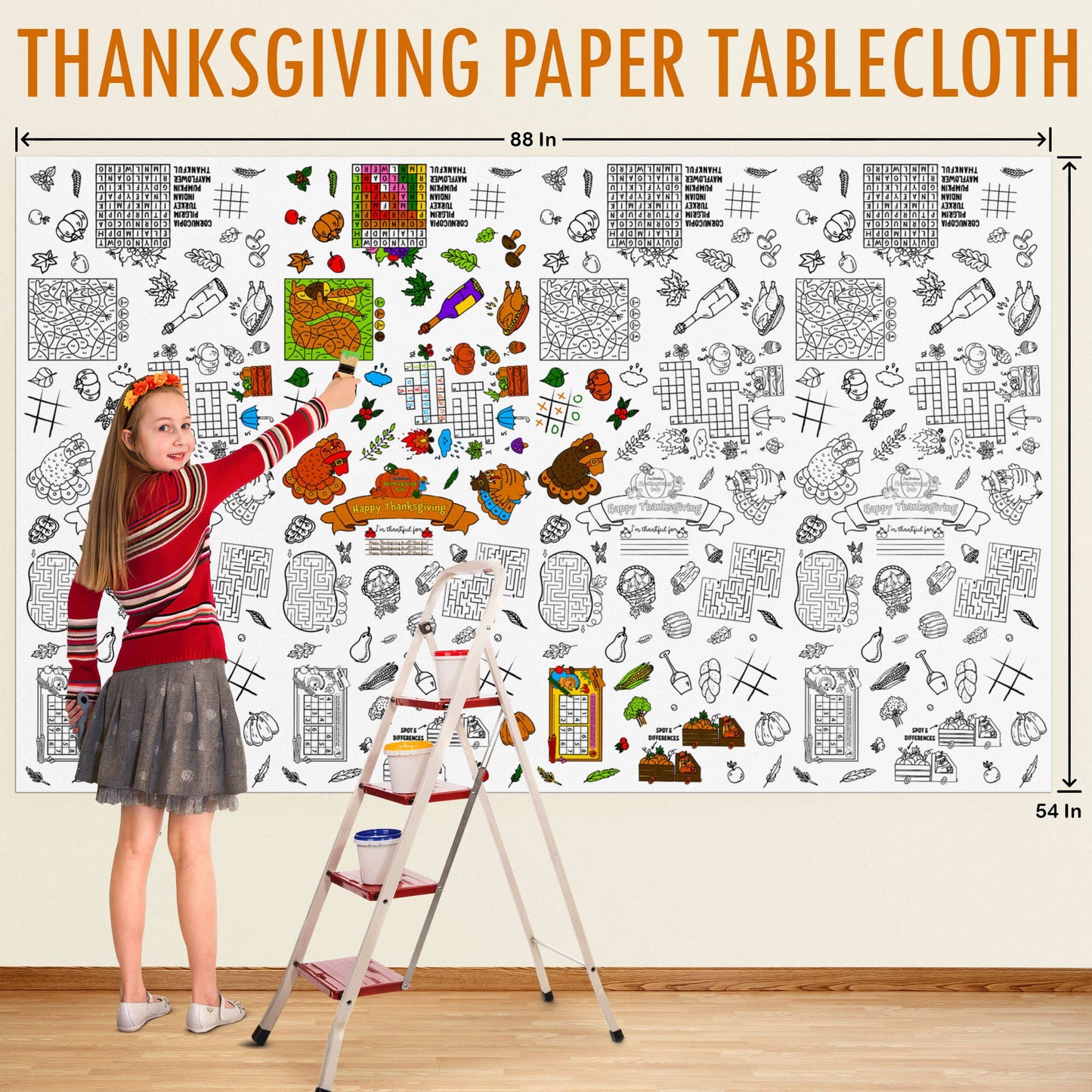 Thanksgiving Coloring Paper Tablecloth