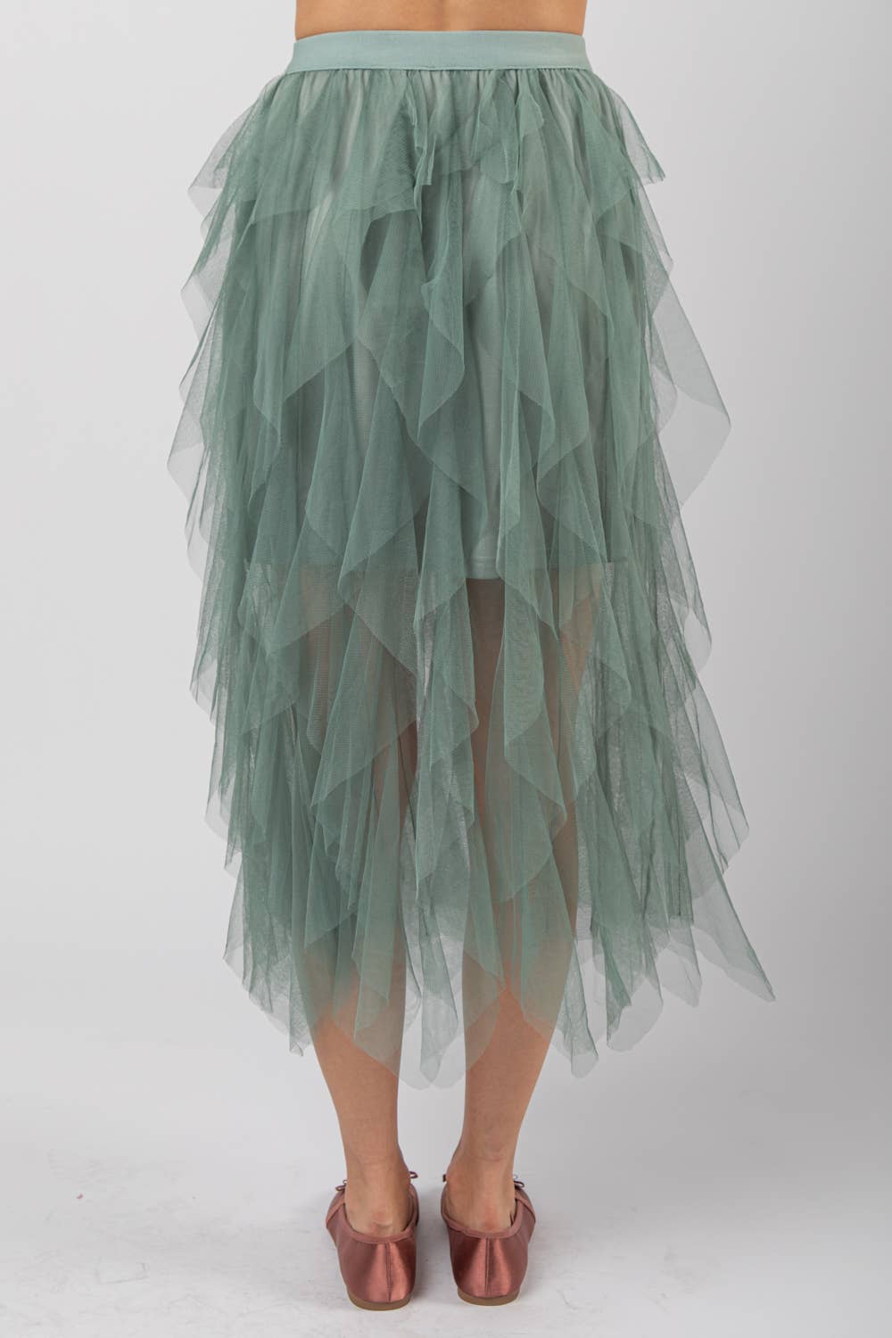 Sage Tulle Waterfall Holiday Skirt