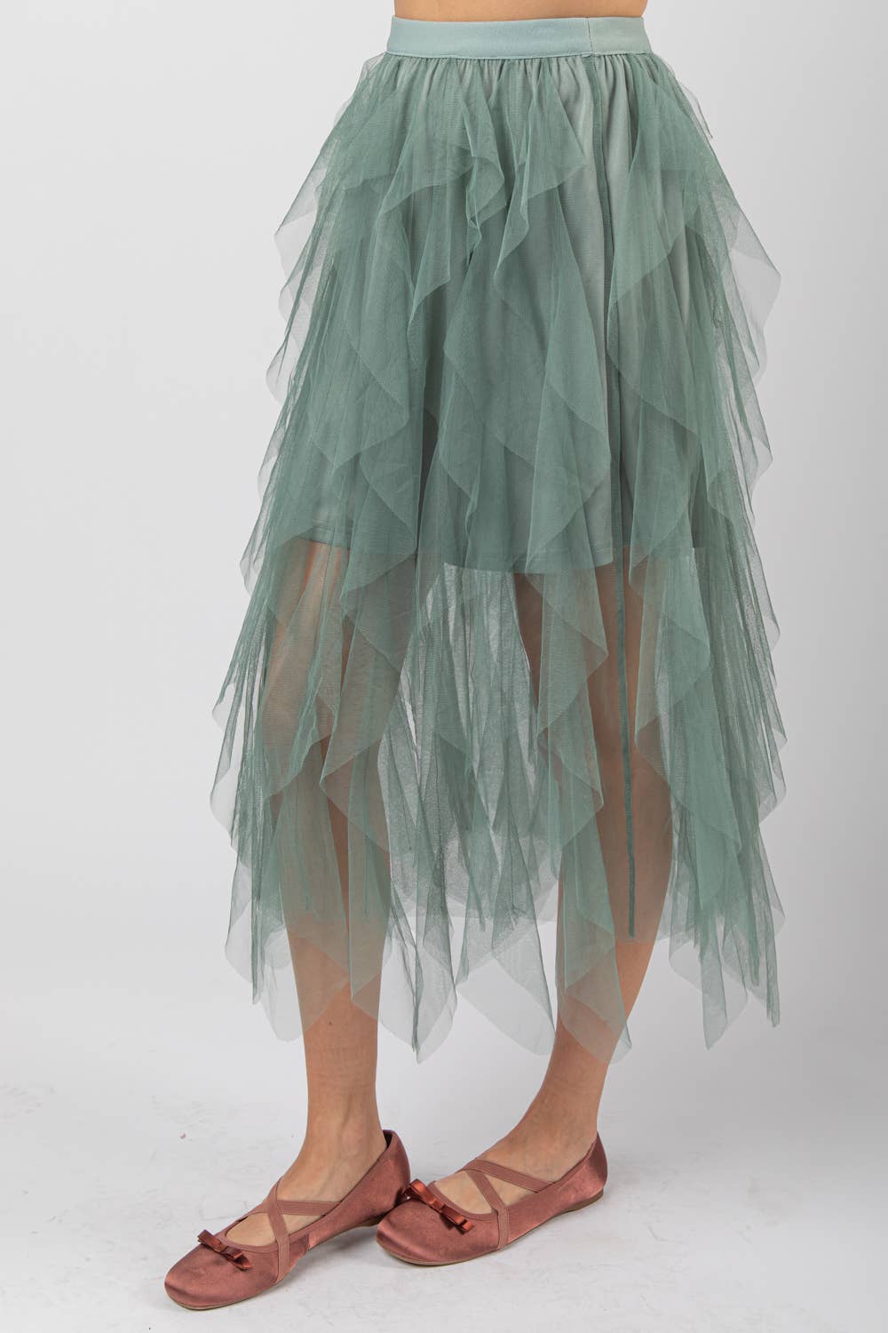 Sage Tulle Waterfall Holiday Skirt