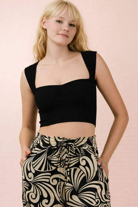 Sweetheart Neckline Black Crop Top