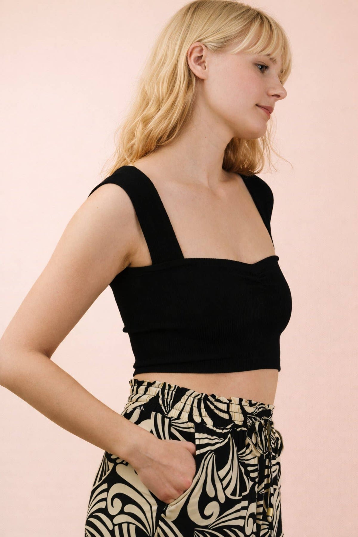 Sweetheart Neckline Black Crop Top