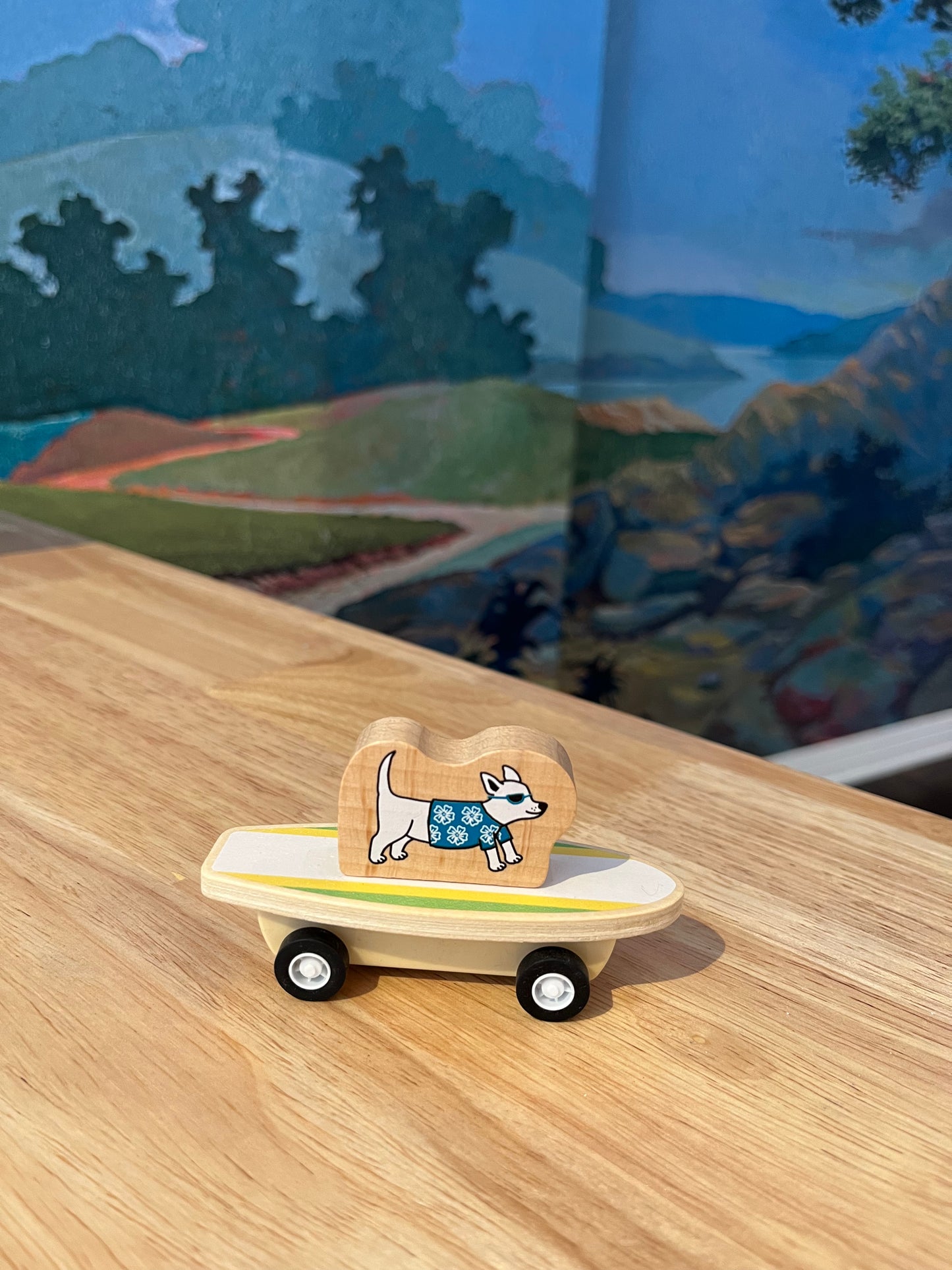 Pull Back Surfer Wooden Toys