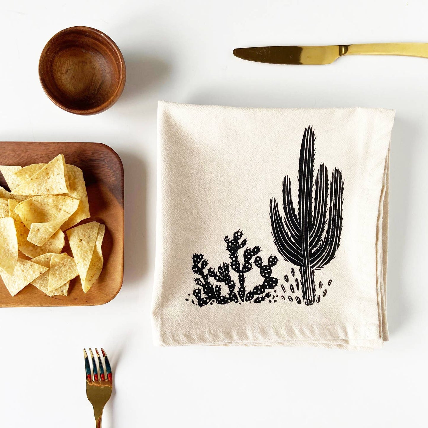 Black Cacti Organic Cotton Napkin - Set of 4