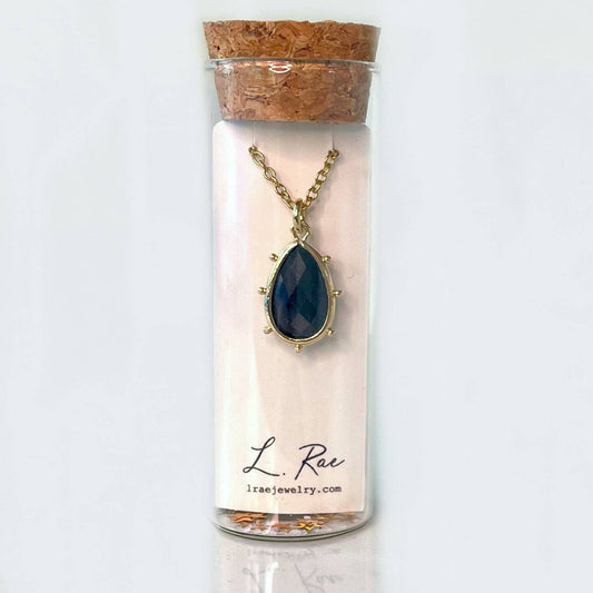 Black Agate Dot Gemstone Pendant Necklace