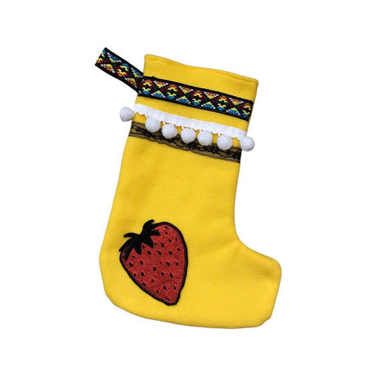 Holiday Stocking - Yellow, Strawberry, And Lace Boho Stocking