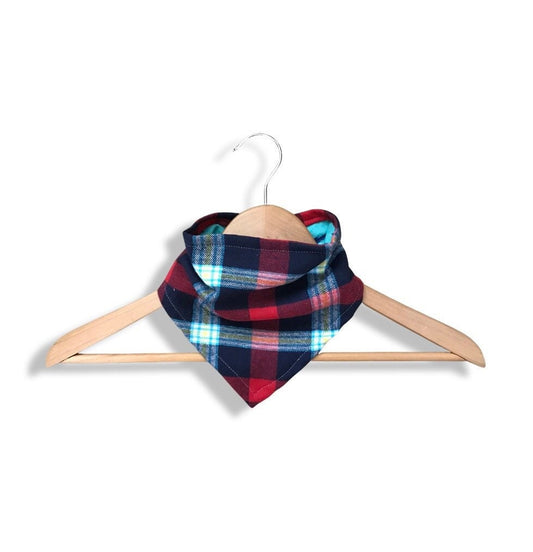 Red and Blue Plaid Bandana Bib for Baby